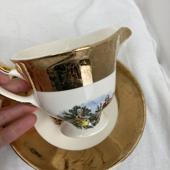 6 PCs Vintage King Quality Fine Colonial Couple Gold 22k US 1960 Sugar & Creamer - Picture 16 of 16